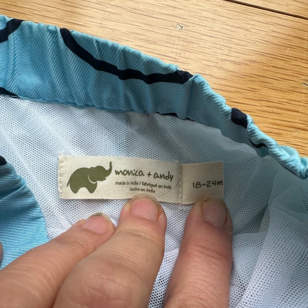 Monica + Andy Blue Wave Pattern Shorts 18-24mo